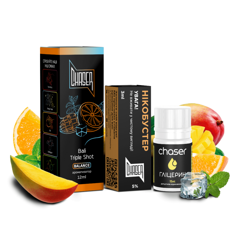 Набір Chaser Black Bali Triple Shot (Манго Апельсин Лід) 30мл 50мг