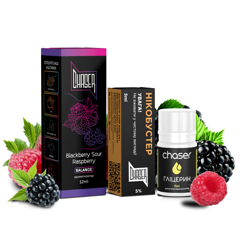 Набір Chaser Black Blackberry Sour Raspberry (Ожина кисла малина) 30мл 50мг